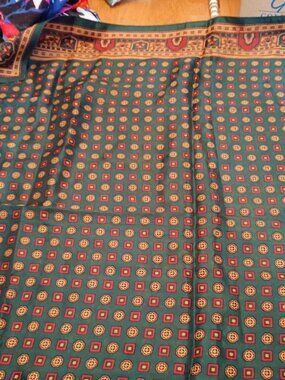 Gorgeous Green & Burgandy Silk Scarf from Italy